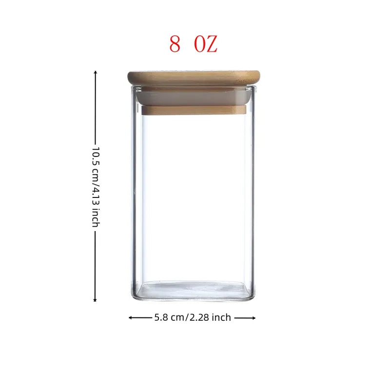 24PCS Square Glass Seasoning Jars – 240ml Pepper, Salt & Spice Bottles