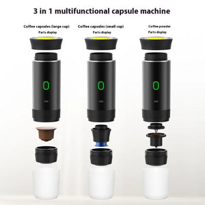 “Electric Grinder Coffee Travel Handy 3-in-1 Espresso Portable Coffee Espresso Maker Machine Café Portable Capsule Coffee Machine Kitchen Gadgets.”