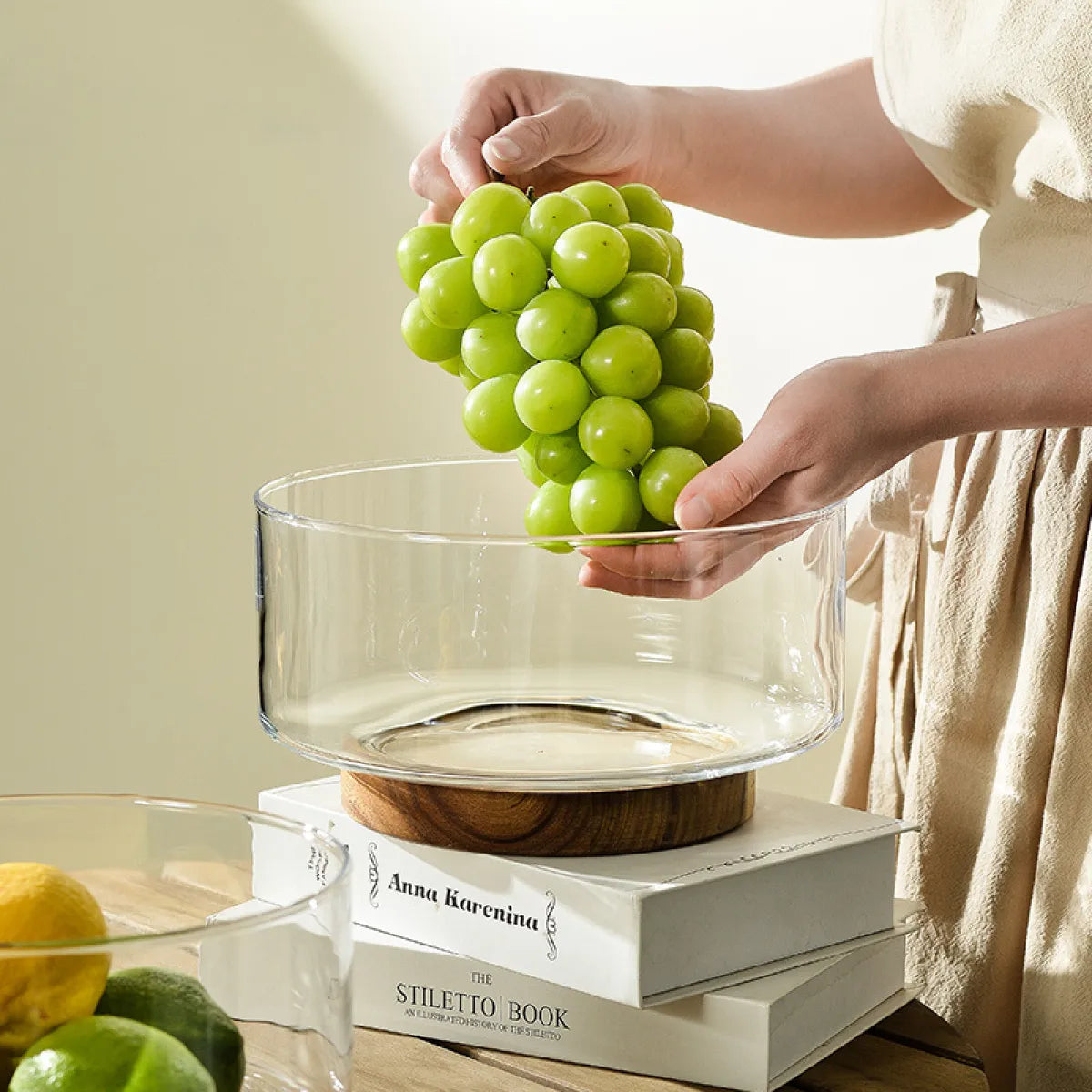 Wooden Coffee Table Fruit Plate – Creative Tall Bowl & Candy Storage Basin