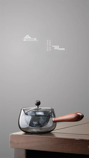 Semi-Automatic Glass Teapot – Heat-Resistant with Infuser & Wooden Handle