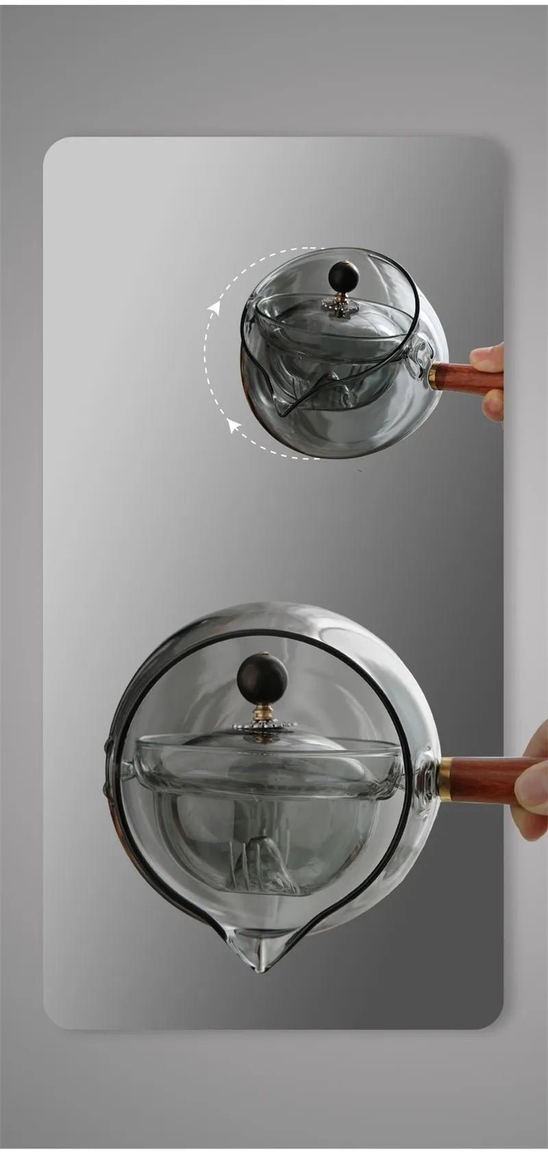 Semi-Automatic Glass Teapot – Heat-Resistant with Infuser & Wooden Handle