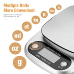 Digital Kitchen Food Scale – 22lbs/1g Multifunction Stainless Steel Weighing Scale