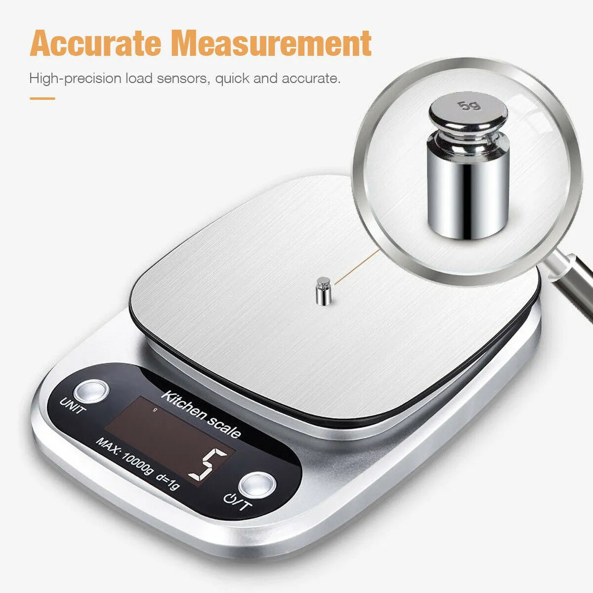 Digital Kitchen Food Scale – 22lbs/1g Multifunction Stainless Steel Weighing Scale