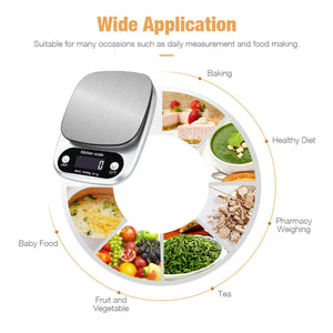 Digital Kitchen Food Scale – 22lbs/1g Multifunction Stainless Steel Weighing Scale