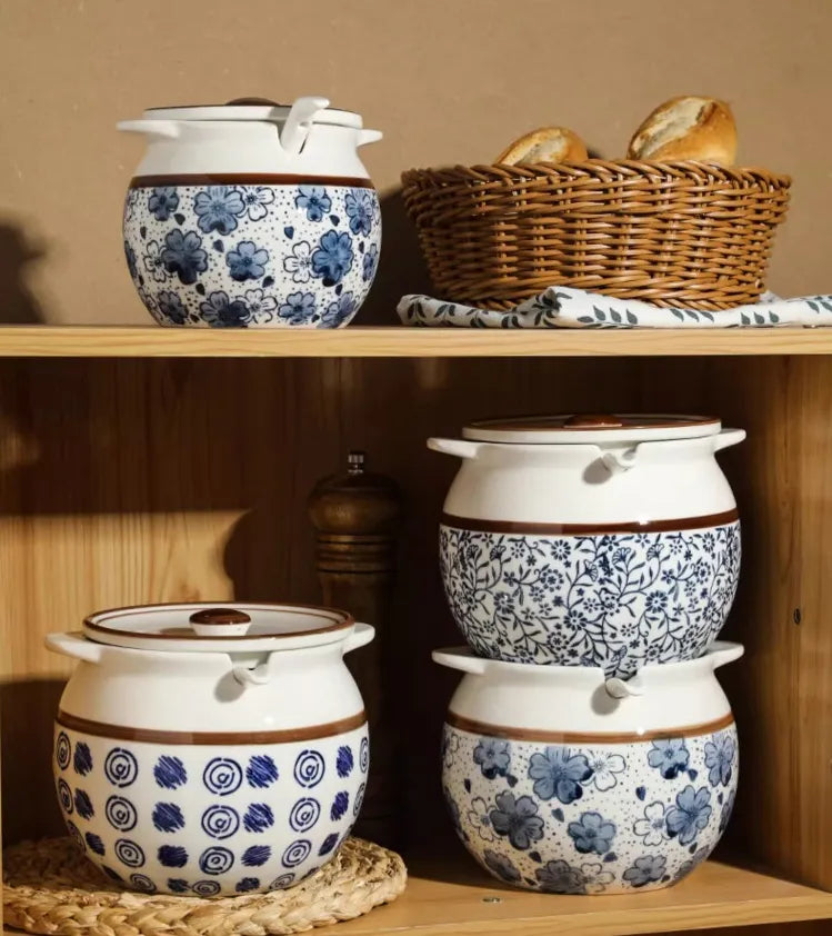 Ceramic Lard Jar – Kitchen Seasoning Storage Jar with Lid & Spoon