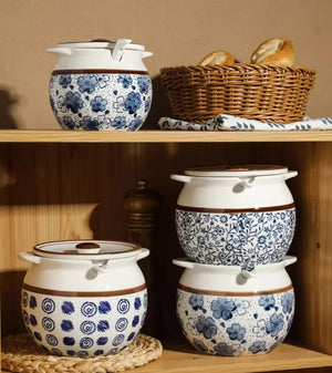 Ceramic Lard Jar – Kitchen Seasoning Storage Jar with Lid & Spoon