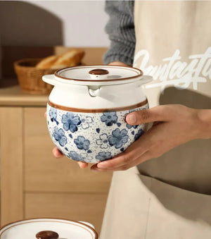 Ceramic Lard Jar – Kitchen Seasoning Storage Jar with Lid & Spoon