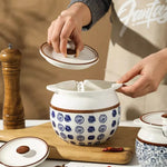 Ceramic Lard Jar – Kitchen Seasoning Storage Jar with Lid & Spoon