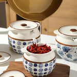 Ceramic Lard Jar – Kitchen Seasoning Storage Jar with Lid & Spoon