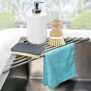 Seropy Roll-Up Dish Drying Rack – Foldable Over-the-Sink Stainless Steel Drainer