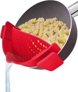 YEVIOR Clip-On Silicone Strainer – Collapsible Pasta & Food Colander for All Pots (Grey)