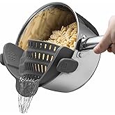 YEVIOR Clip-On Silicone Strainer – Collapsible Pasta & Food Colander for All Pots (Grey)