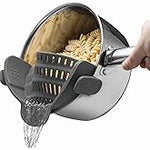 YEVIOR Clip-On Silicone Strainer – Collapsible Pasta & Food Colander for All Pots (Grey)
