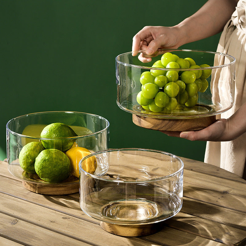 Wooden Coffee Table Fruit Plate – Creative Tall Bowl & Candy Storage Basin