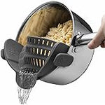 YEVIOR Clip-On Silicone Strainer – Collapsible Pasta & Food Colander for All Pots (Grey)