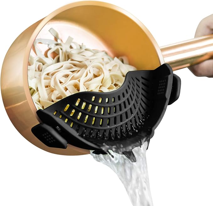 AUOON Clip-On Silicone Strainer – Universal Pasta & Food Colander for Pots and Pans