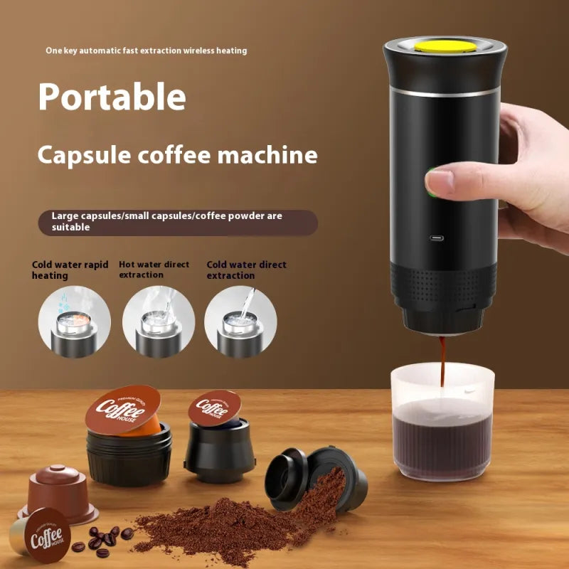 “Electric Grinder Coffee Travel Handy 3-in-1 Espresso Portable Coffee Espresso Maker Machine Café Portable Capsule Coffee Machine Kitchen Gadgets.”