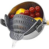 YEVIOR Clip-On Silicone Strainer – Collapsible Pasta & Food Colander for All Pots (Grey)