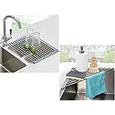 Seropy Roll-Up Dish Drying Rack – Foldable Over-the-Sink Stainless Steel Drainer
