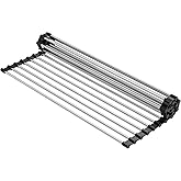 Seropy Roll-Up Dish Drying Rack – Foldable Over-the-Sink Stainless Steel Drainer