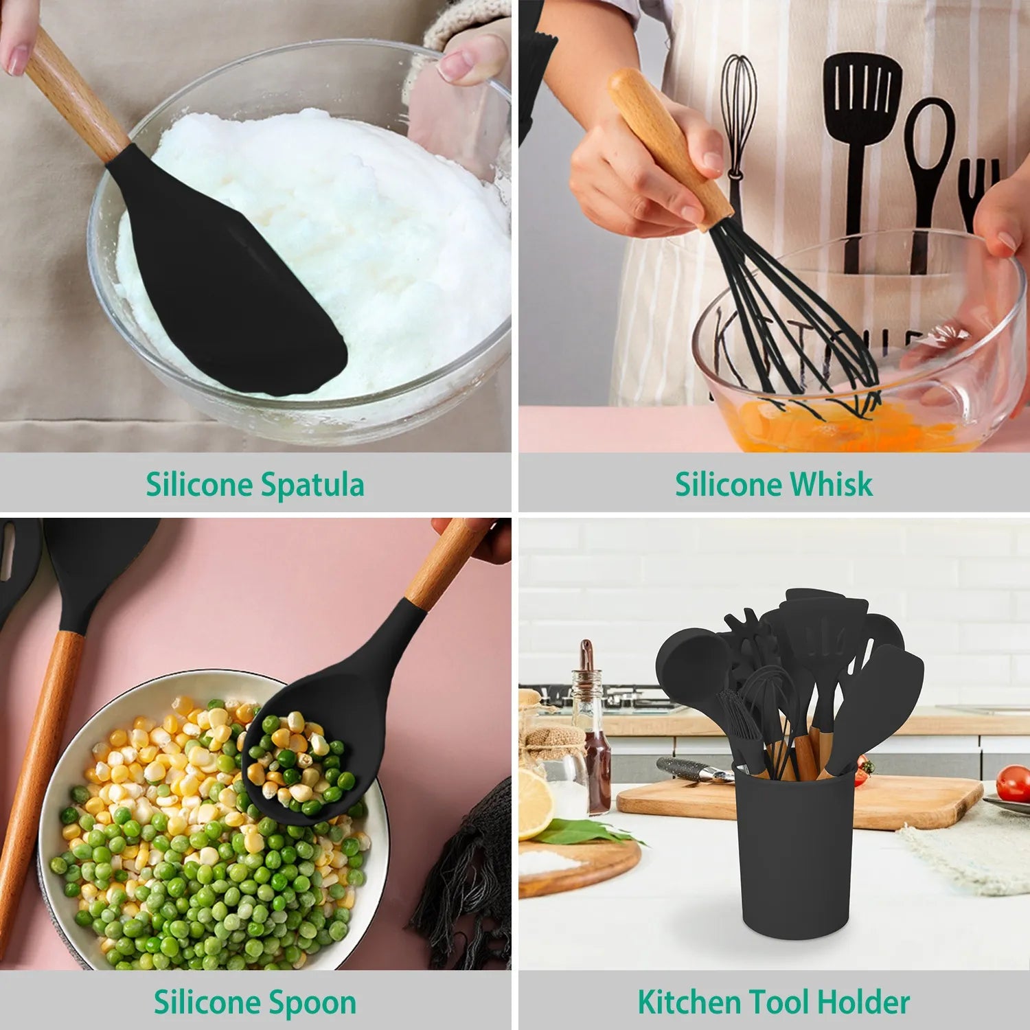 11-Piece Silicone Cooking Tool Set – Heat-Resistant Kitchen Utensils