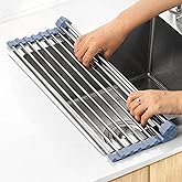 Seropy Roll-Up Dish Drying Rack – Foldable Over-the-Sink Stainless Steel Drainer