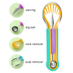 “3-in-1 Fruit Digger Fruit Carving Knife Set Cutter Fruit Platter Separator Kitchen Gadgets Watermelon Ice Cream Baller Scoop.”