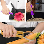 “3-in-1 Fruit Digger Fruit Carving Knife Set Cutter Fruit Platter Separator Kitchen Gadgets Watermelon Ice Cream Baller Scoop.”