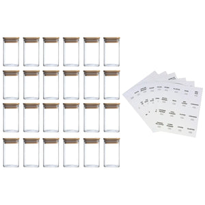 24PCS Square Glass Seasoning Jars – 240ml Pepper, Salt & Spice Bottles