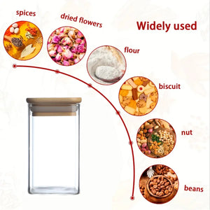 24PCS Square Glass Seasoning Jars – 240ml Pepper, Salt & Spice Bottles