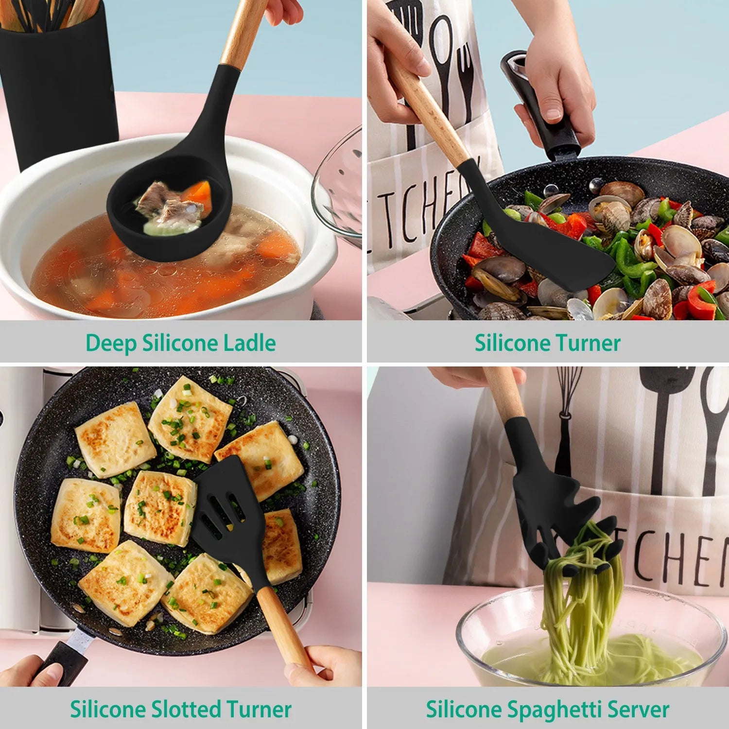 11-Piece Silicone Cooking Tool Set – Heat-Resistant Kitchen Utensils