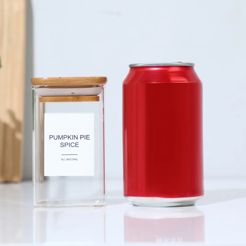 24PCS Square Glass Seasoning Jars – 240ml Pepper, Salt & Spice Bottles