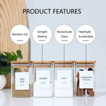 24PCS Square Glass Seasoning Jars – 240ml Pepper, Salt & Spice Bottles