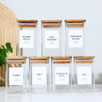 24PCS Square Glass Seasoning Jars – 240ml Pepper, Salt & Spice Bottles